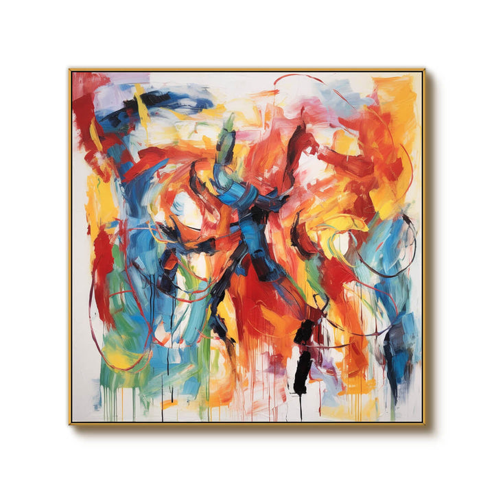 Chromatic Fury – Abstract Hand-Painted Oil Painting