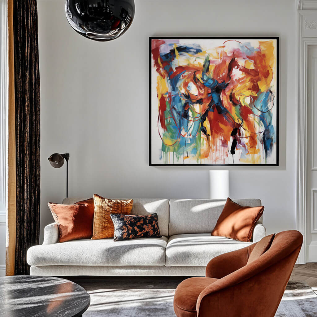 Chromatic Fury – Abstract Hand-Painted Oil Painting