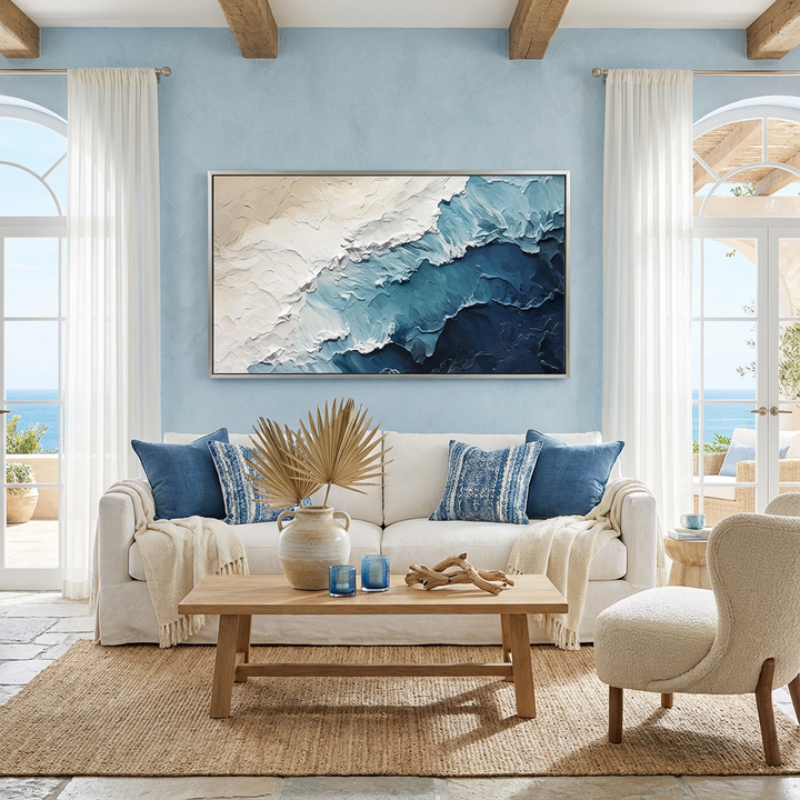 Coastal Drift Blue Abstract Painting AA#2306