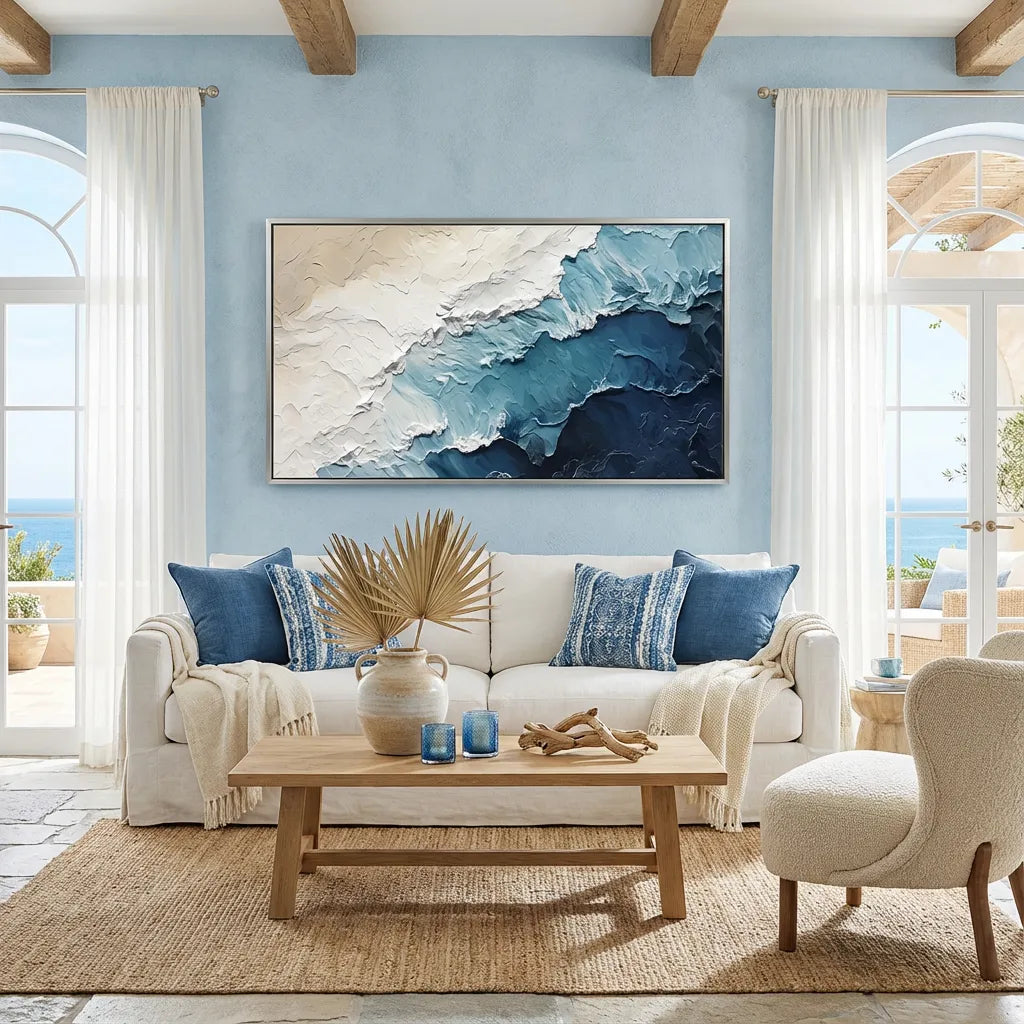 Coastal Drift Blue Abstract Painting AA