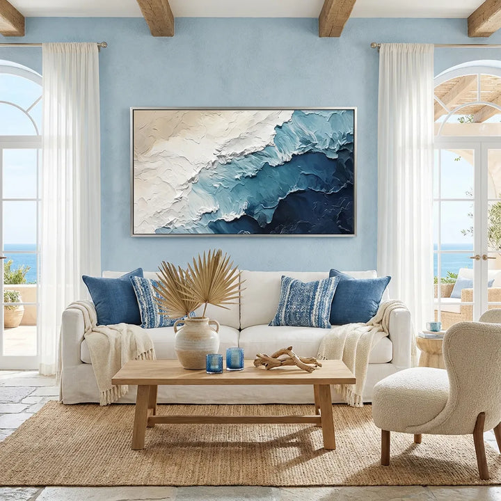 Coastal Drift Blue Abstract Painting AA