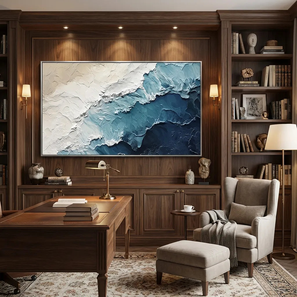 Coastal Drift Blue Abstract Painting AA