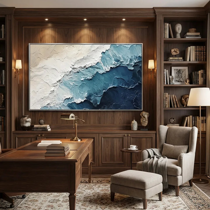 Coastal Drift Blue Abstract Painting AA