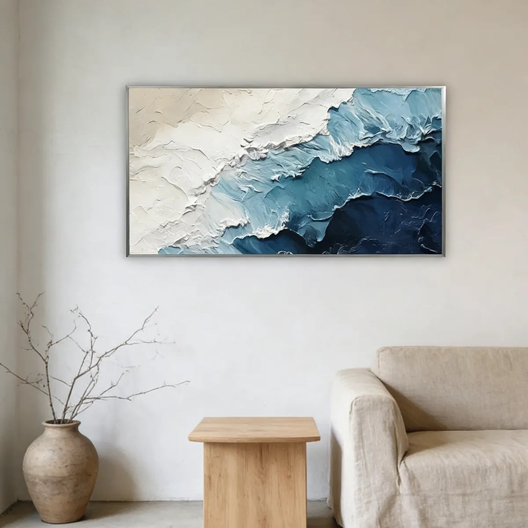 Coastal Drift Blue Abstract Painting AA