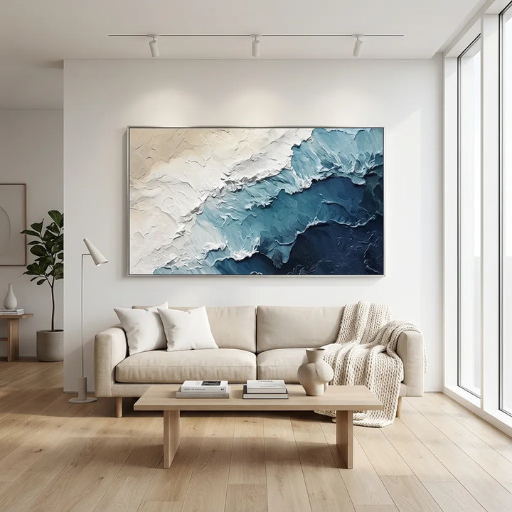 Coastal Drift Blue Abstract Painting AA