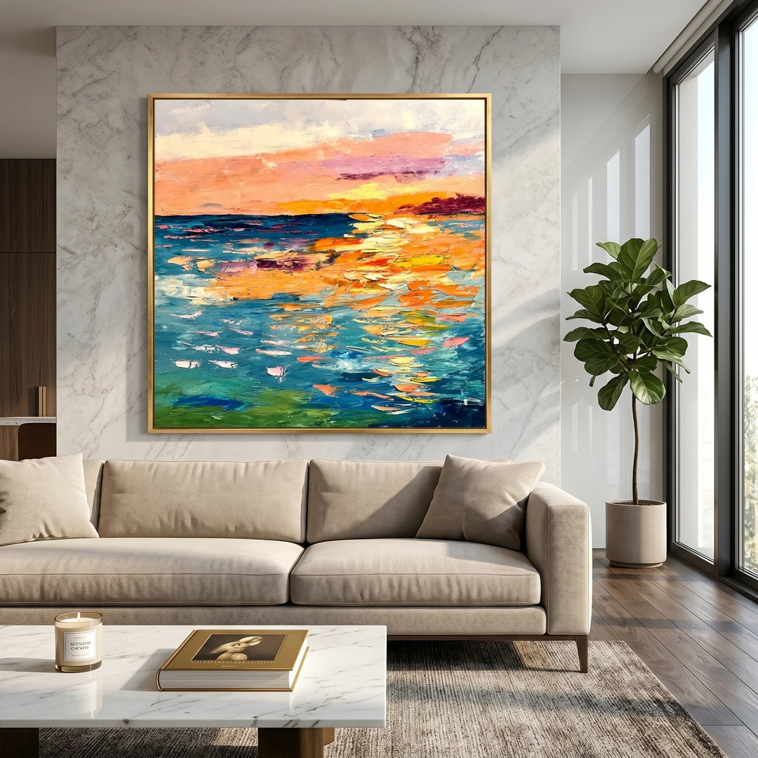 Colorful Sunset Seascape Canvas Print for Dining Room TA