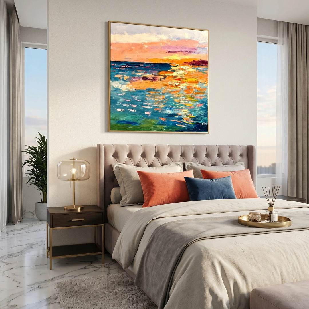 Colorful Sunset Seascape Canvas Print for Dining Room TA