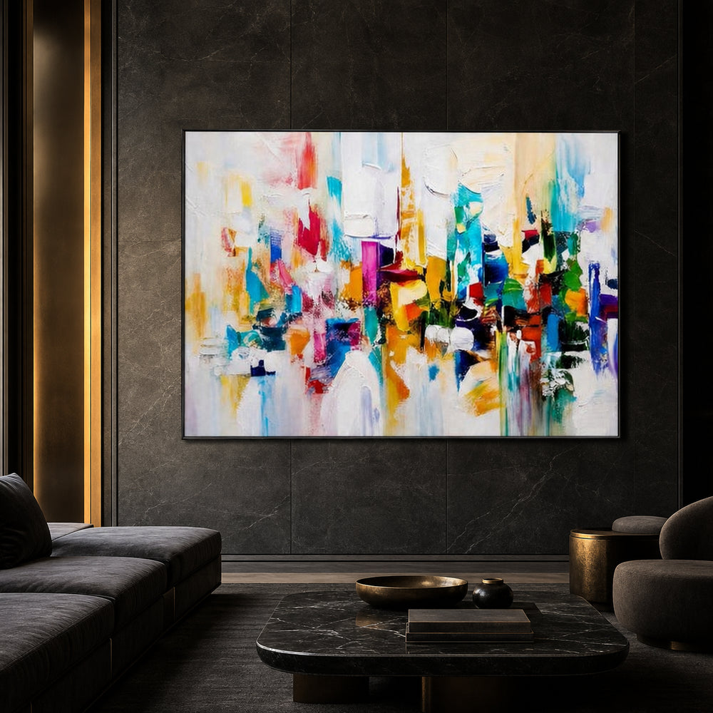 Colorful Abstract Cityscape Hand-Painted | HM#0746
