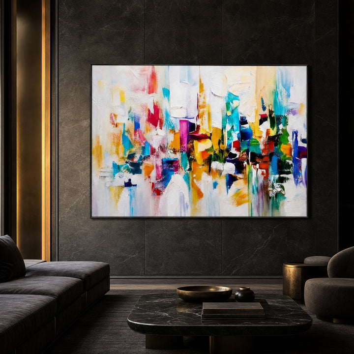 Colorful Abstract Cityscape Hand-Painted | HM