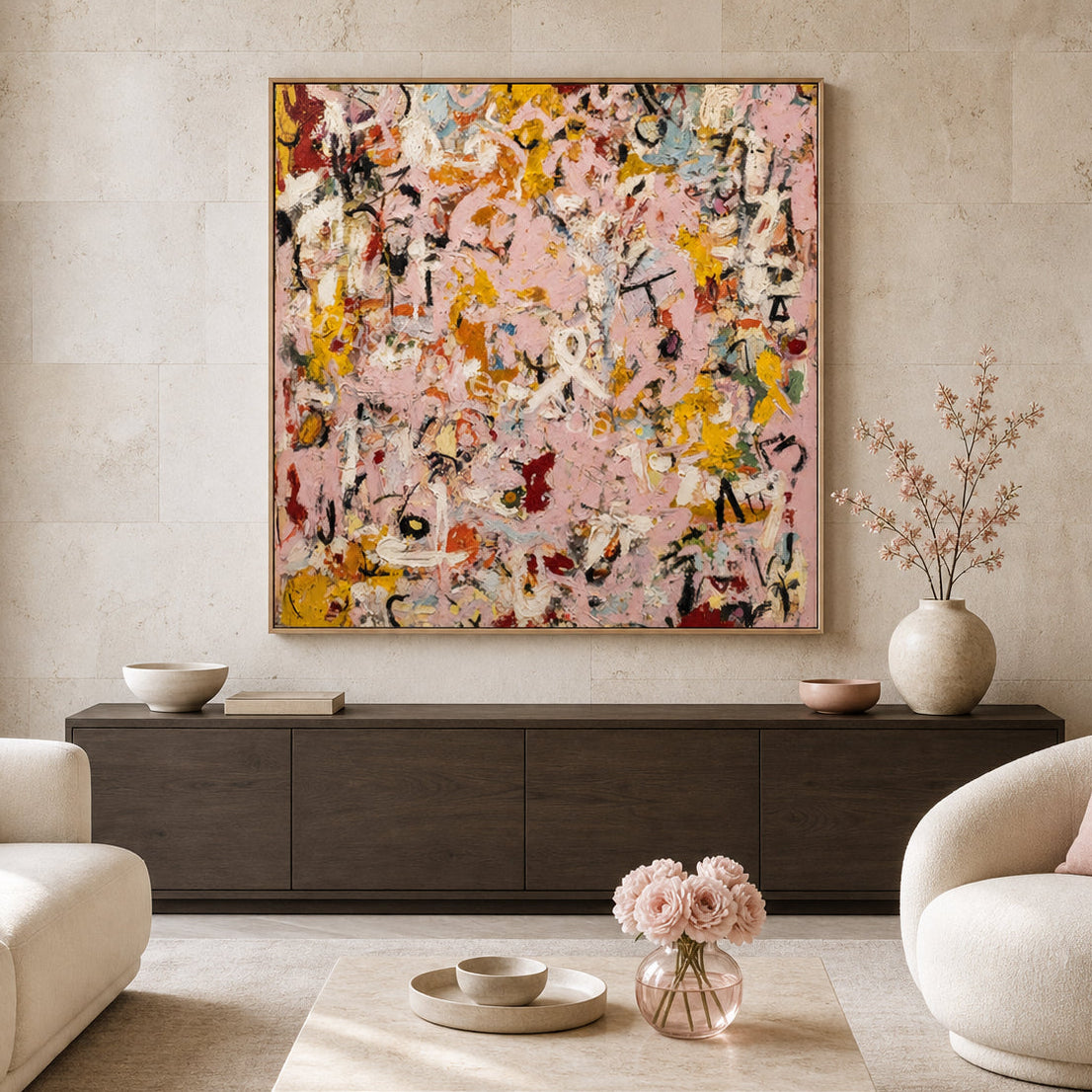 Colorful Abstract Expressionist Hand-Painted | HM#0715 — Existing room preview room preview
