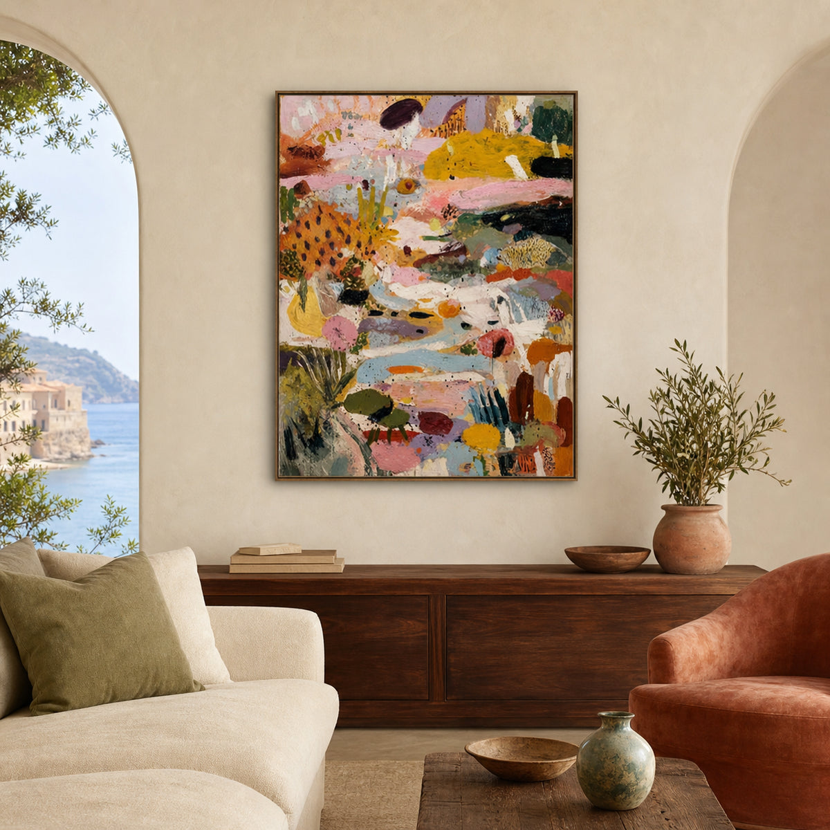 Colorful Abstract Seaside Hand-Painted | HM#0725
