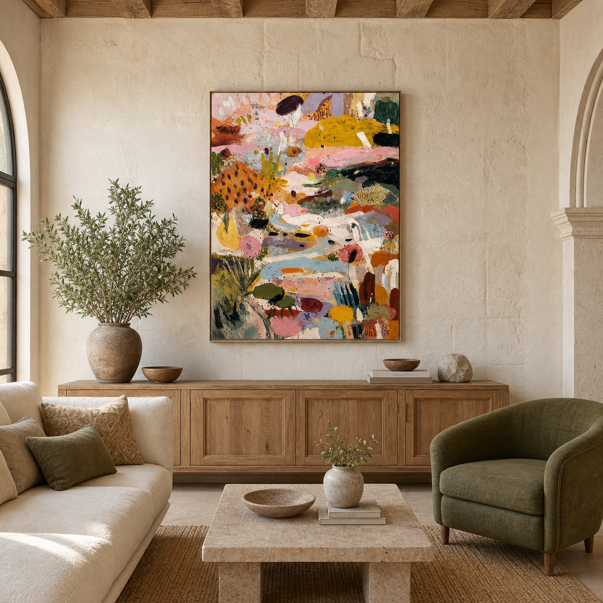 Colorful Abstract Seaside Hand-Painted | HM#0725
