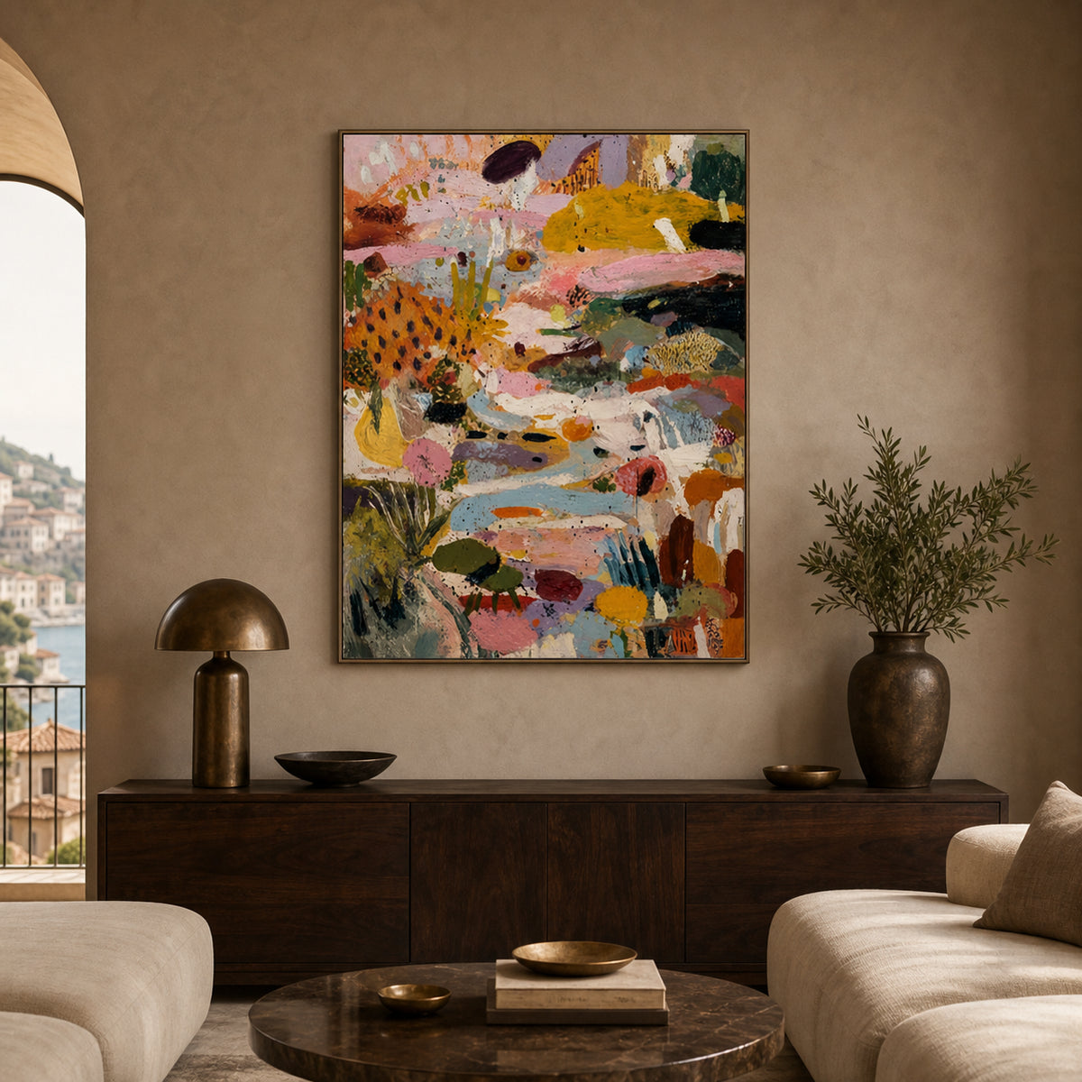 Colorful Abstract Seaside Hand-Painted | HM#0725