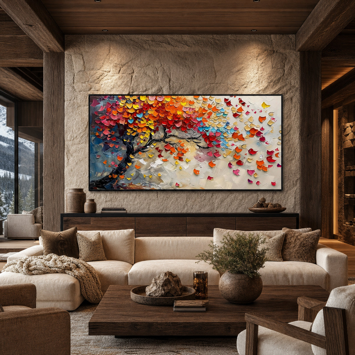 Colorful Autumn Tree Hand-Painted | HM#0731