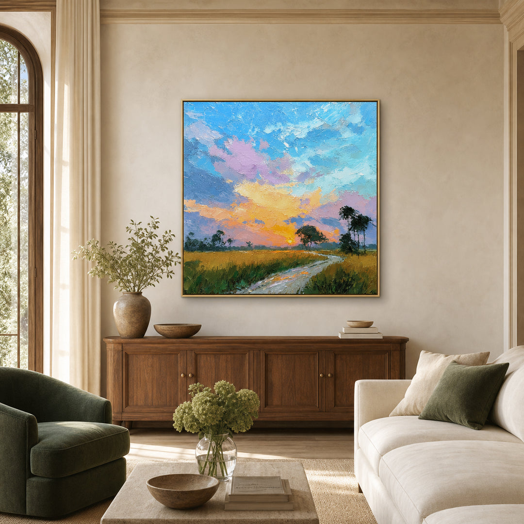 Colorful River Landscape Hand-Painted | HM