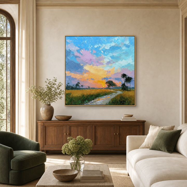 Colorful River Landscape Hand-Painted | HM