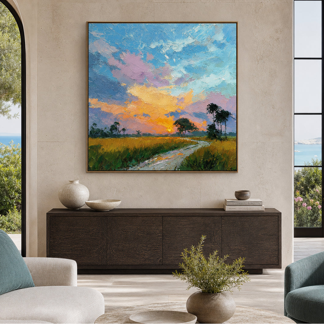Colorful River Landscape Hand-Painted | HM#0712 — Existing room preview room preview