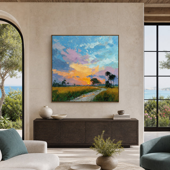 Colorful River Landscape Hand-Painted | HM