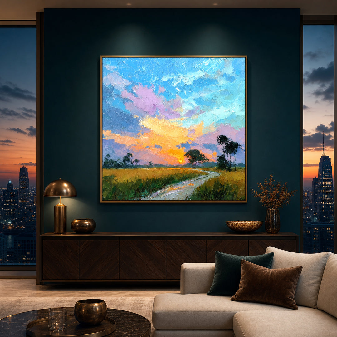 Colorful River Landscape Hand-Painted | HM
