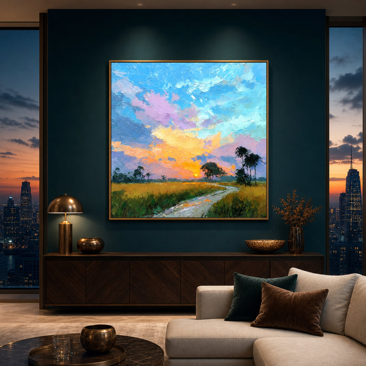 Colorful River Landscape Hand-Painted | HM