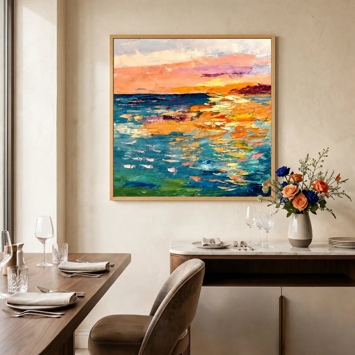 Colorful Sunset Seascape Canvas Painting for Dining Room TA