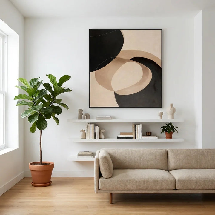 Cream Cocoa Minimal Abstract Painting TA