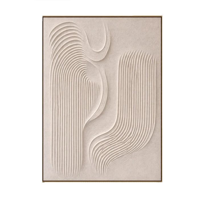 Cream Ivory Grooved Relief Abstract Painting TA