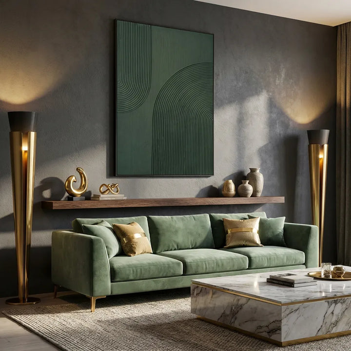 Dark Green Textured Abstract Painting TA