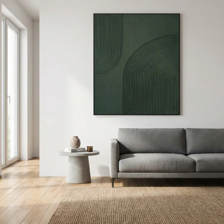 Dark Green Textured Abstract Painting TA