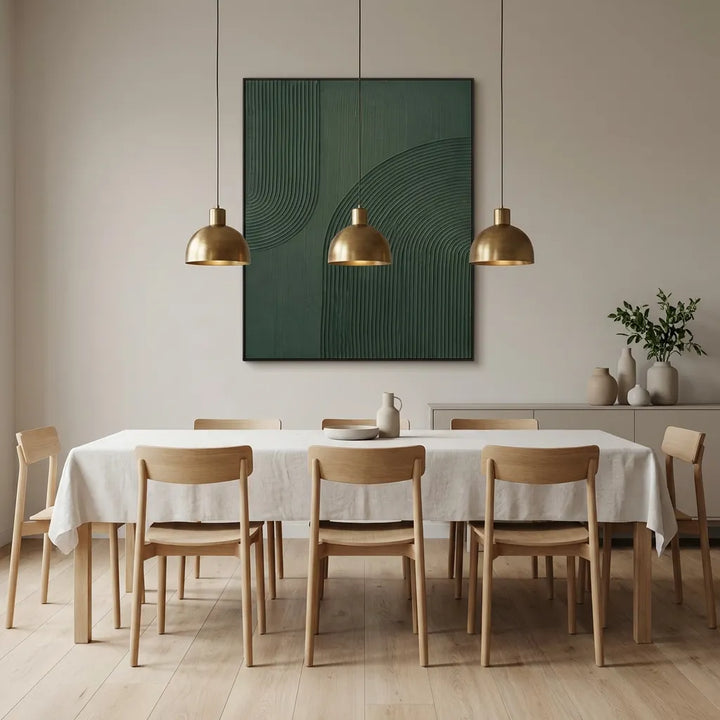 Dark Green Textured Abstract Painting TA