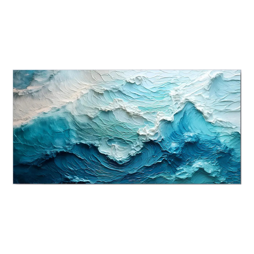 Deep Blue Textured Wave Canvas Print for Ocean Decor TA
