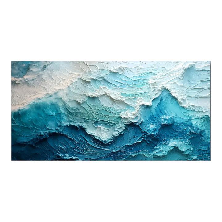 Deep Blue Textured Wave Canvas Print for Ocean Decor TA