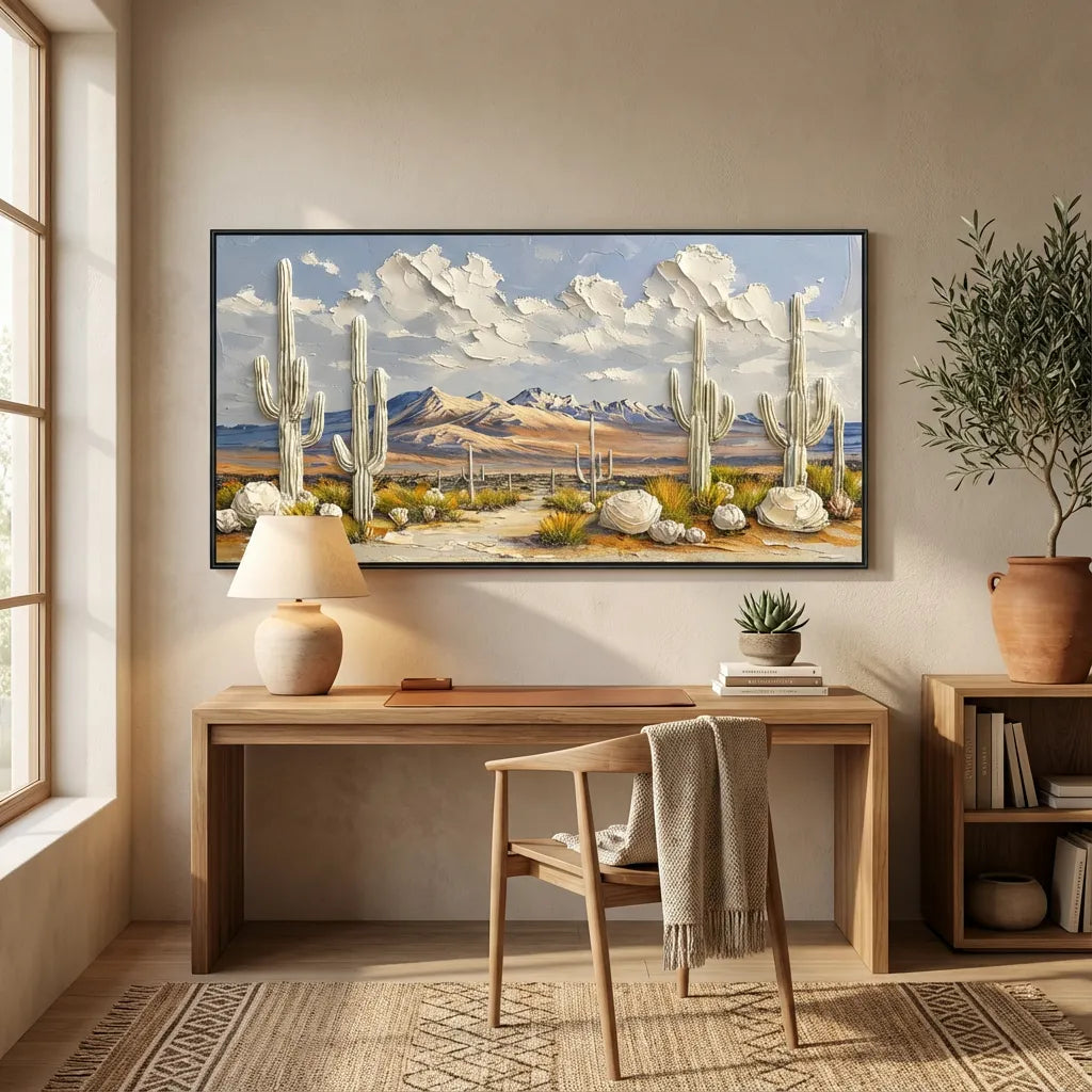 Desert Bloom Cactus Landscape Painting AA