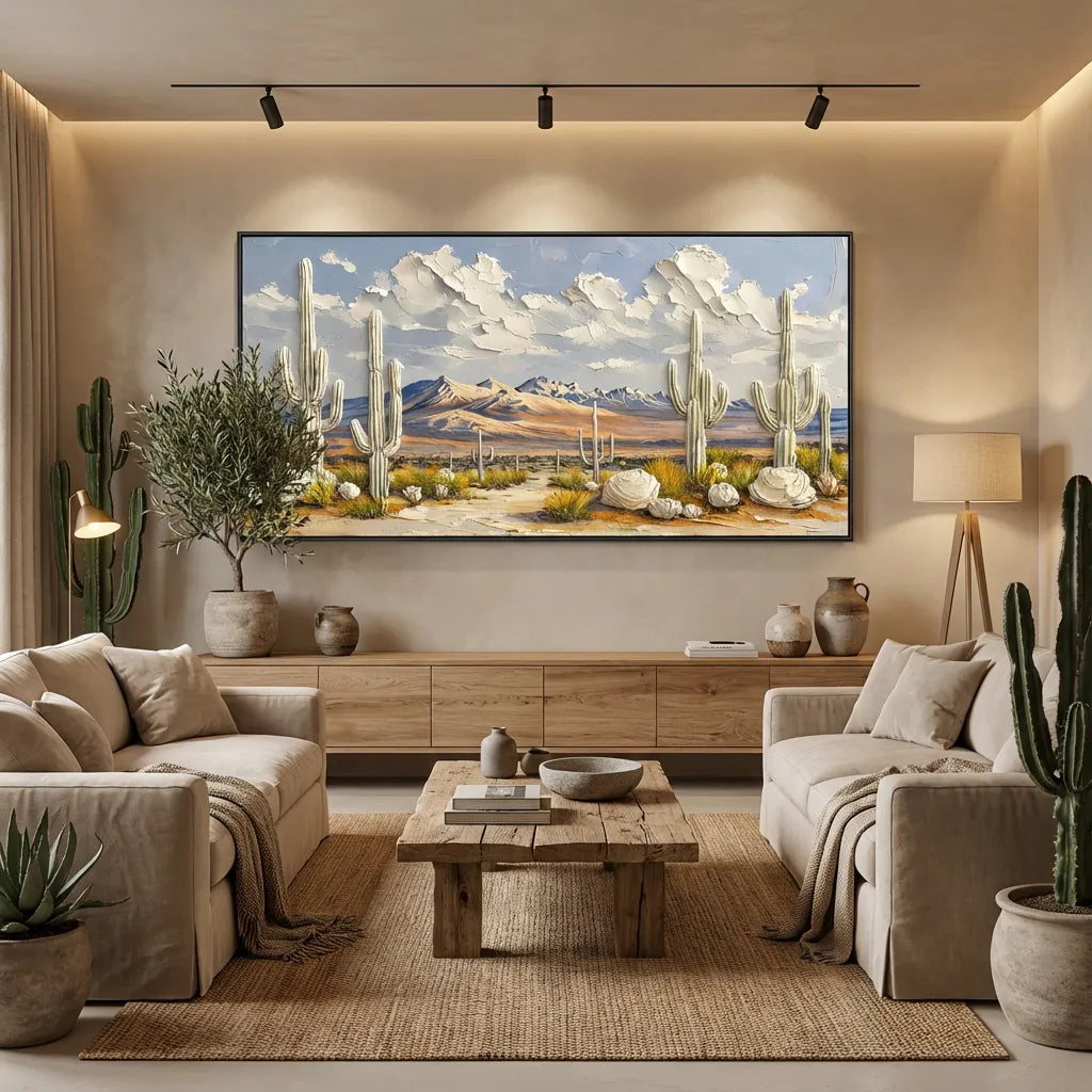 Desert Bloom Cactus Landscape Painting AA
