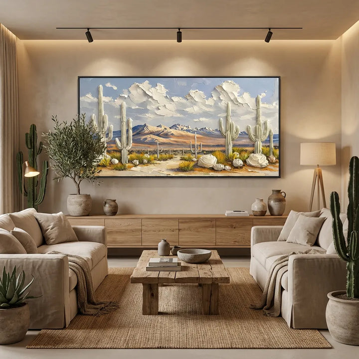 Desert Bloom Cactus Landscape Painting AA