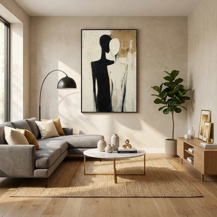 Dual Echo Black-White Figure Painting AA