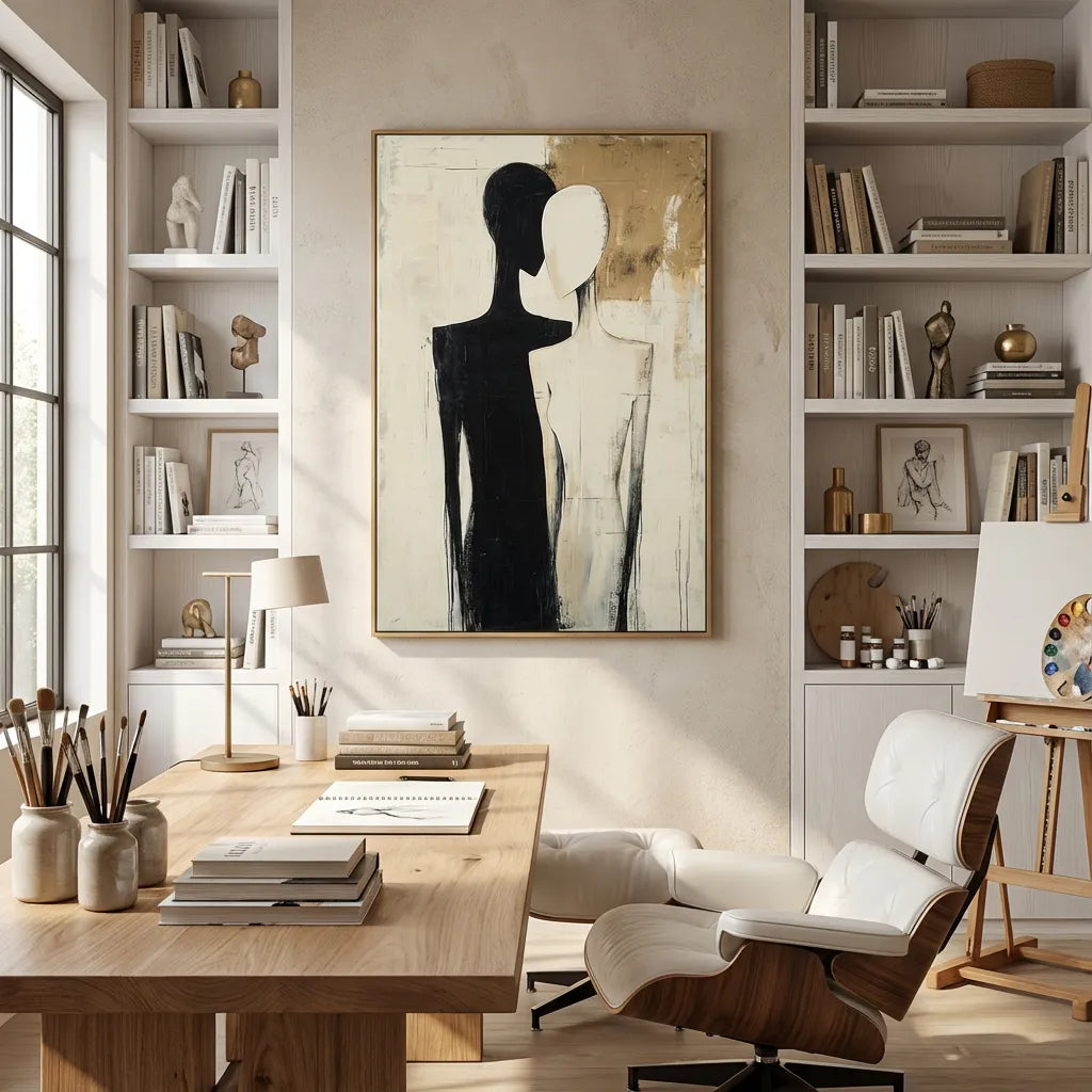 Dual Echo Black-White Figure Painting AA