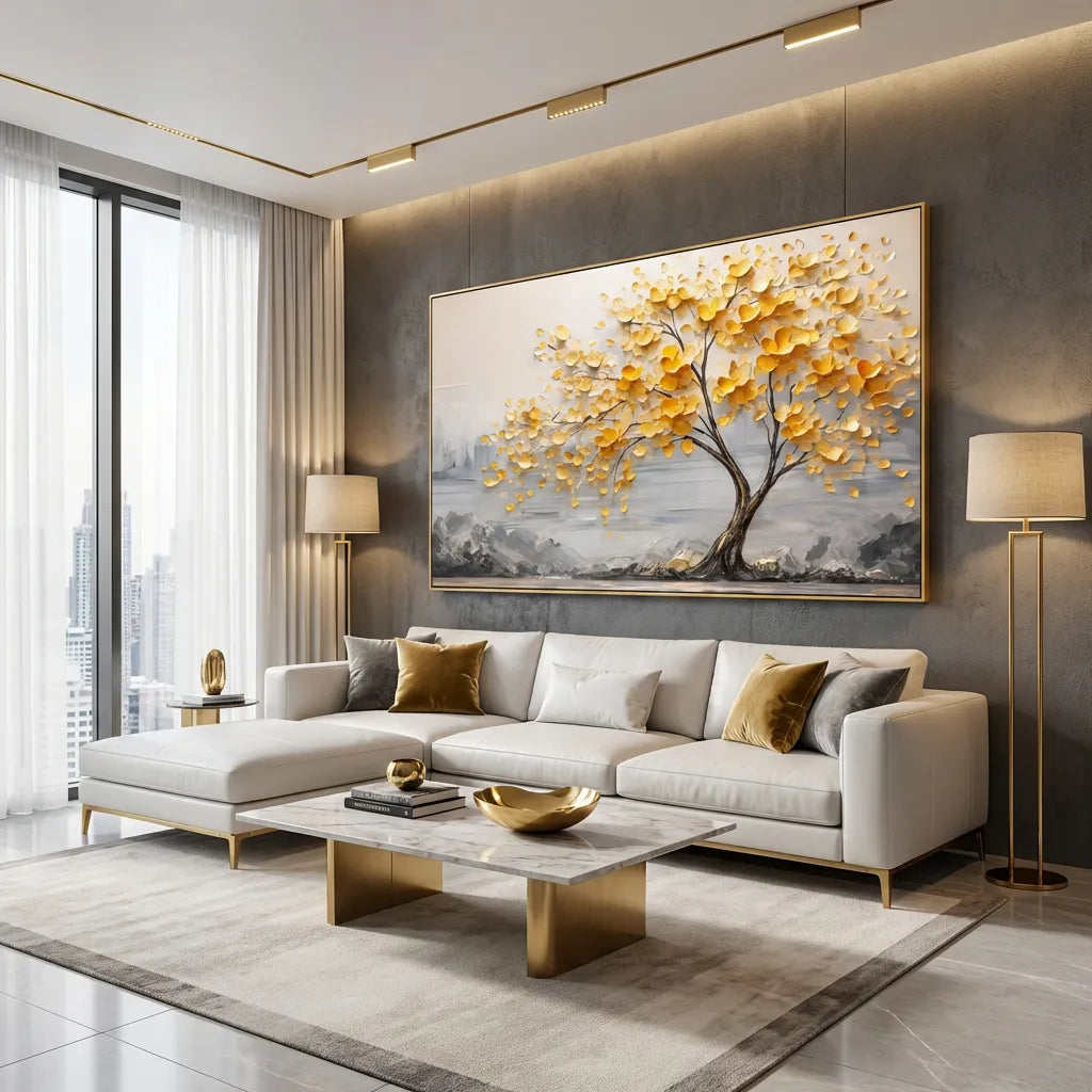 Gold Leaf Tree Landscape Painting TA