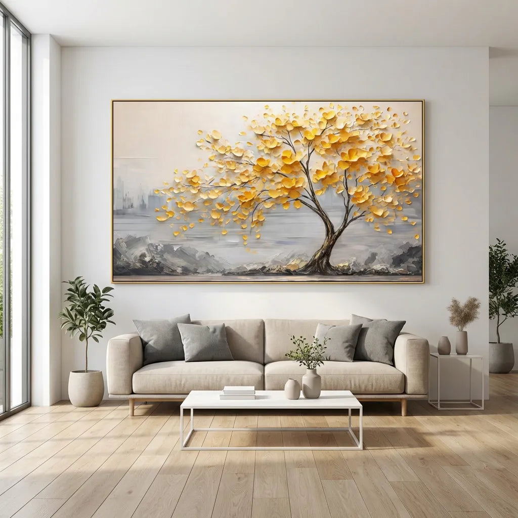 Gold Leaf Tree Landscape Painting TA
