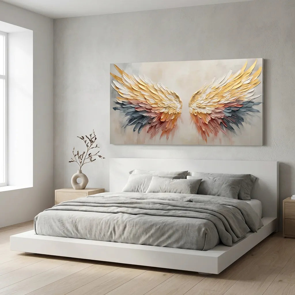 Golden Angel Feather Wall Art TA