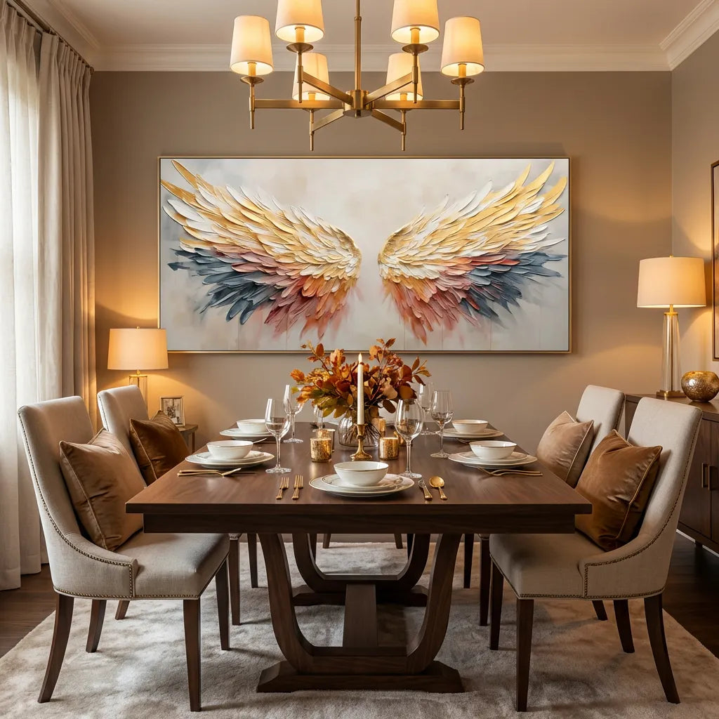 Golden Angel Feather Wall Art TA