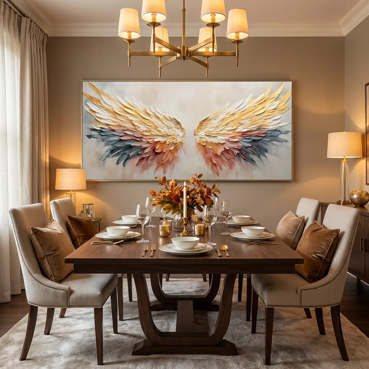 Golden Angel Feather Wall Art TA