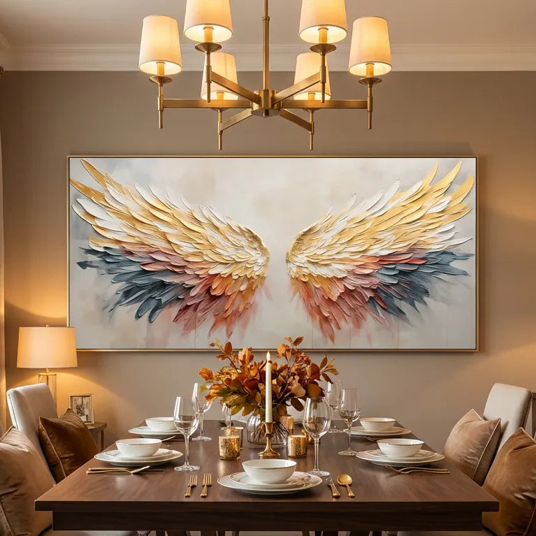 Golden Angel Feather Wall Art TA#3049 — Existing room preview room preview