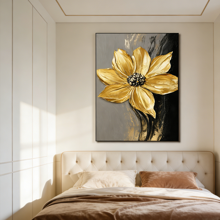 Golden Bloom Noir Painting AA#2331