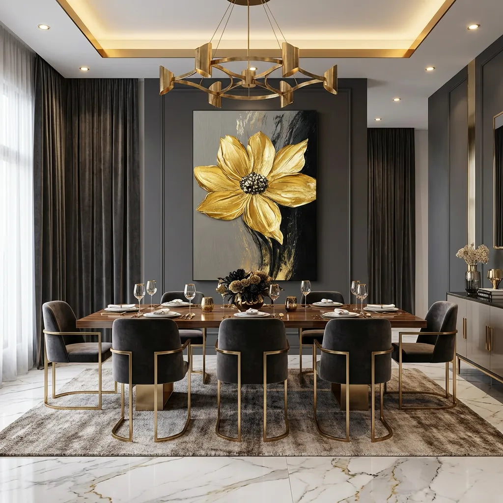 Golden Bloom Noir Painting AA