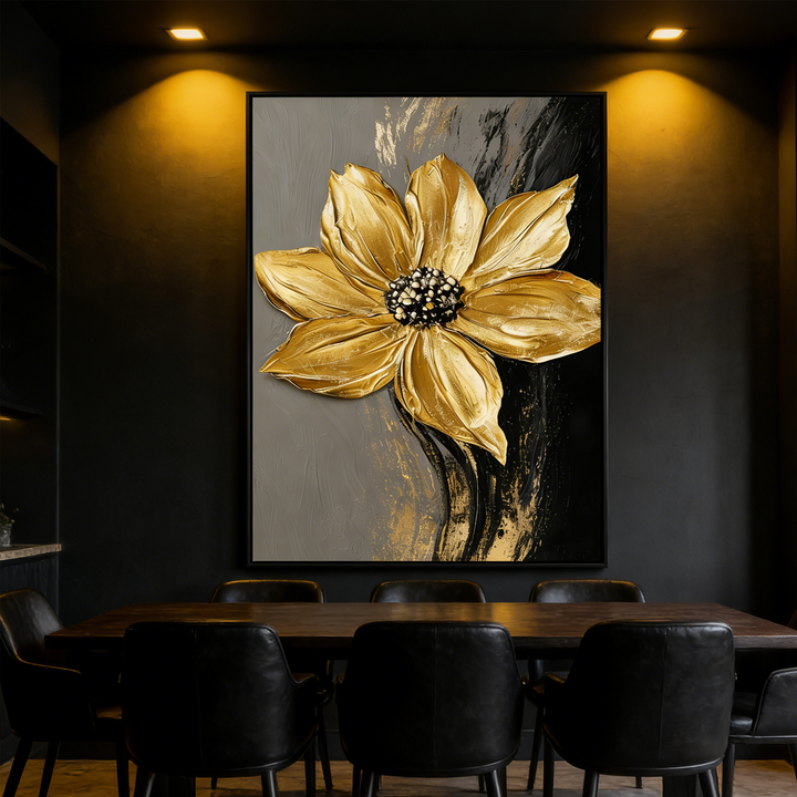 Golden Bloom Noir Painting AA#2331