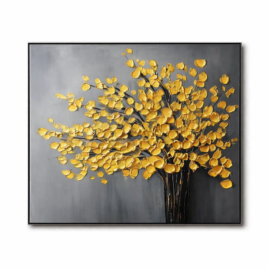 Golden Bloom Tree Textured Painting AA