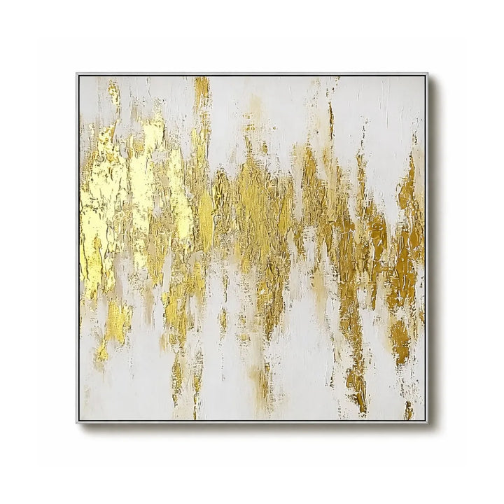 Golden Drift-White Abstract Painting TA