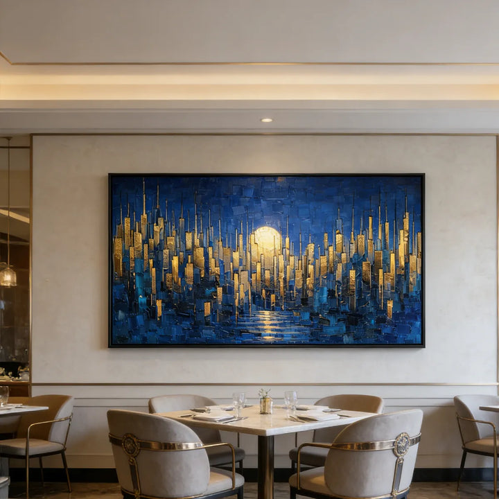 Golden Horizon Cityscape Painting AA