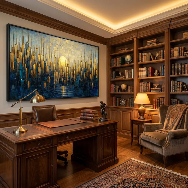 Golden Horizon Cityscape Painting AA